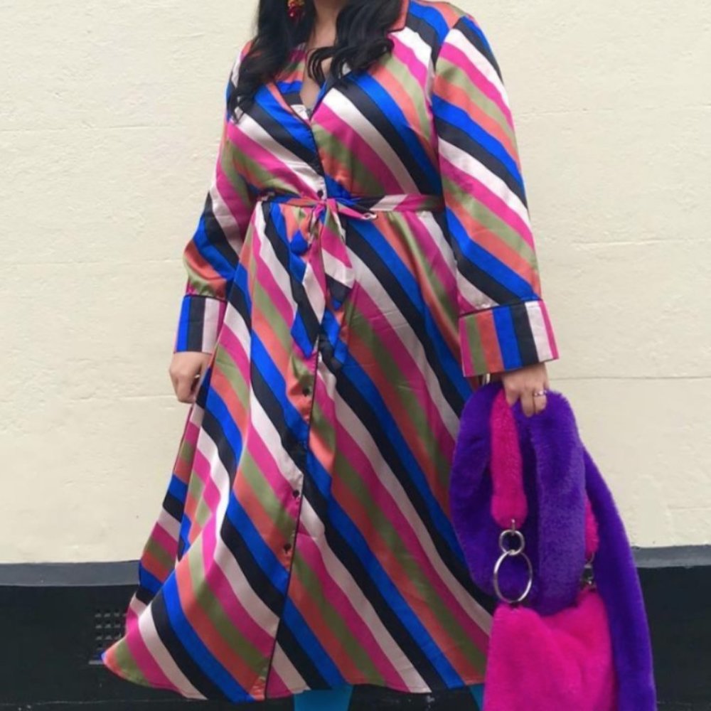 NWT! Plus Size Neon Rose Striped Dress from Asos